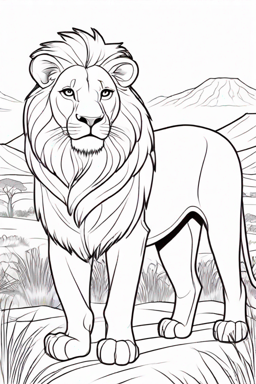 Lion standing in savannah