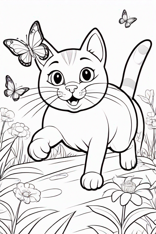 Cat chasing butterflies
