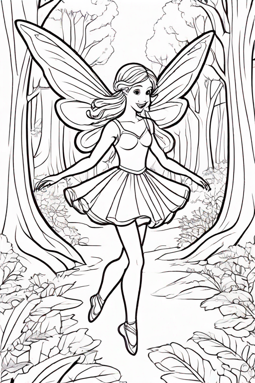 Fairy dancing in a forest clearing