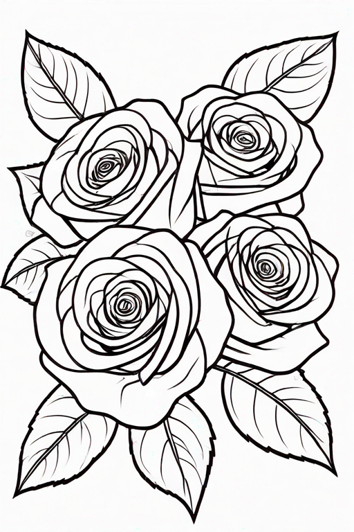 Bouquet of roses outline