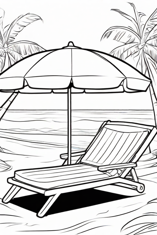 Beach umbrella and lounge chair