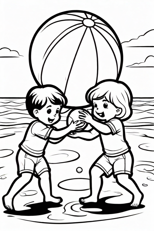 Children playing with beach ball